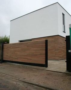 Sliding Wooden Gate with HPL Sheet