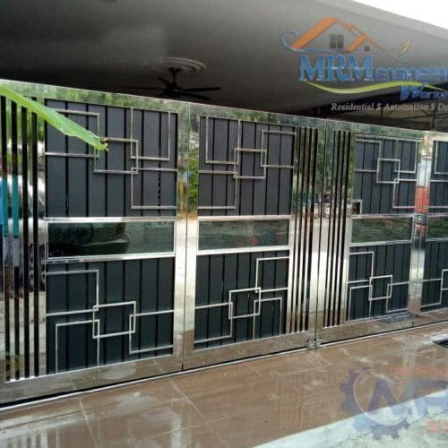 304 Stainless Steel with HPL Sheet Track Bi-Folding Gates