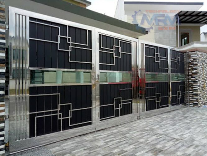 304 Stainless Steel with HPL Sheet Track Bi-Folding Gates
