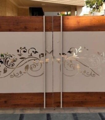 Mild Steel laser Cut and HPL Sheet Swing Gate 065