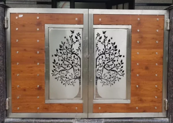 SS 304 With HPL Sheet and Laser Design Swing Gates