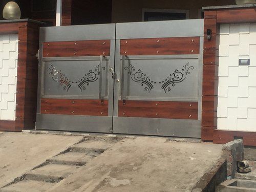 SS 304 With HPL Sheet and Laser Design Swing Gates 1