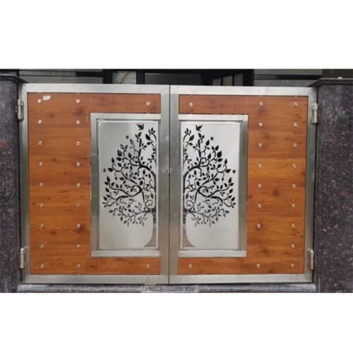 SS 304 With HPL Sheet and Laser Design Swing Gates