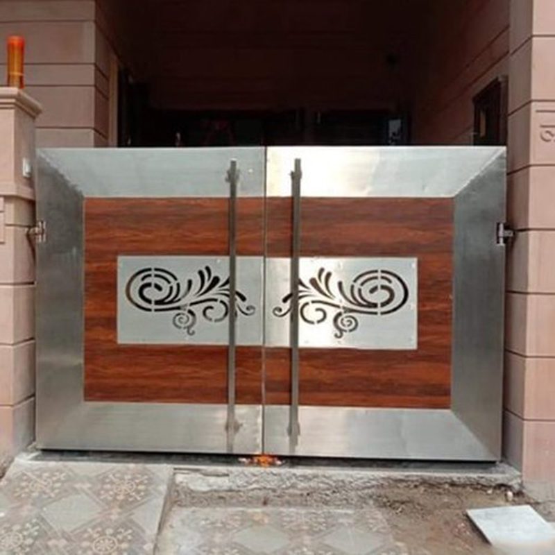 SS 304 With HPL Sheet and Laser Design Swing Gates