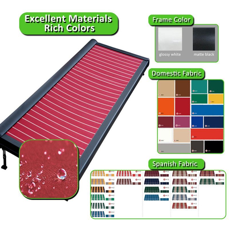 Roof Sunshade Waterproof Retractable Awning and blind