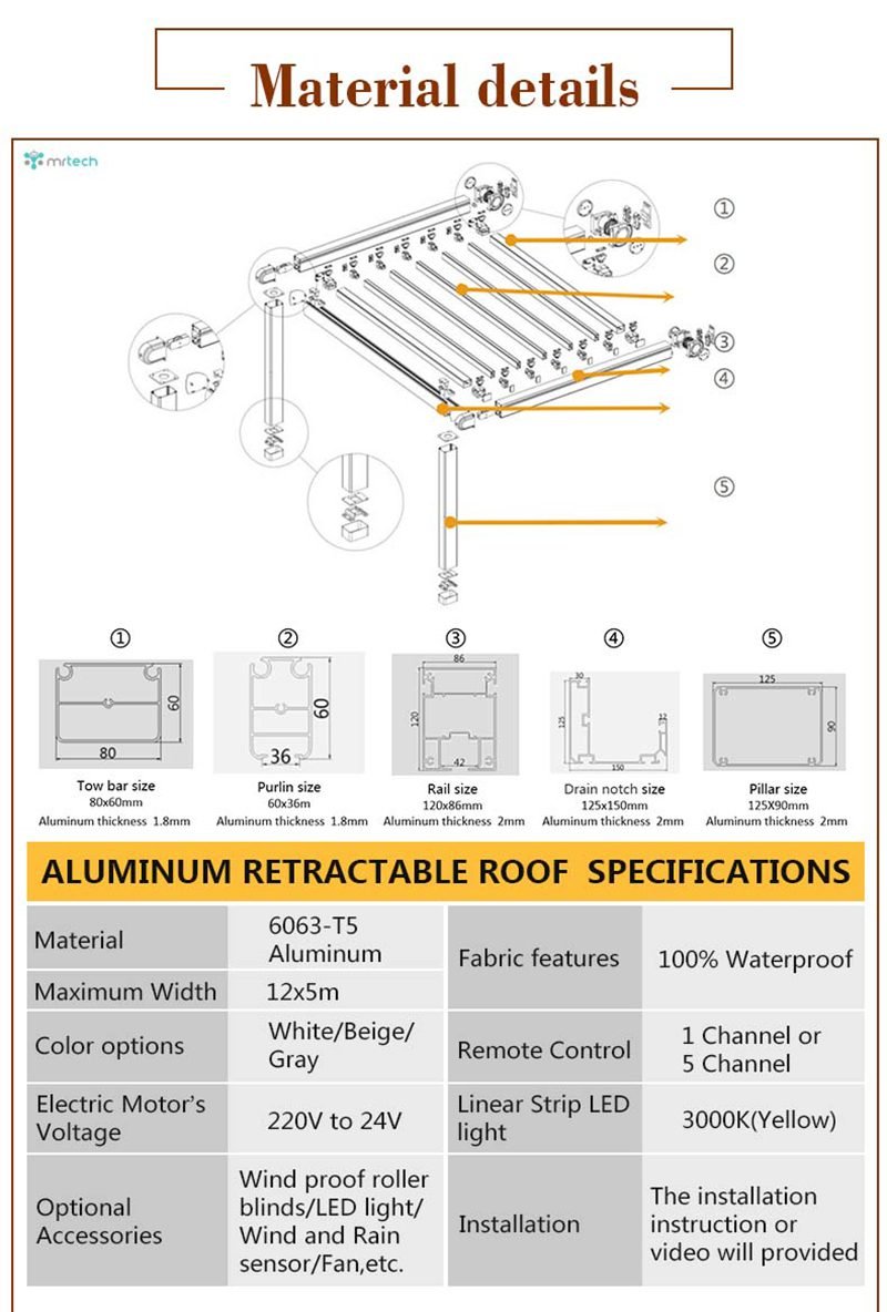 Skylight Ceiling and Roof Retractable Sun Shade