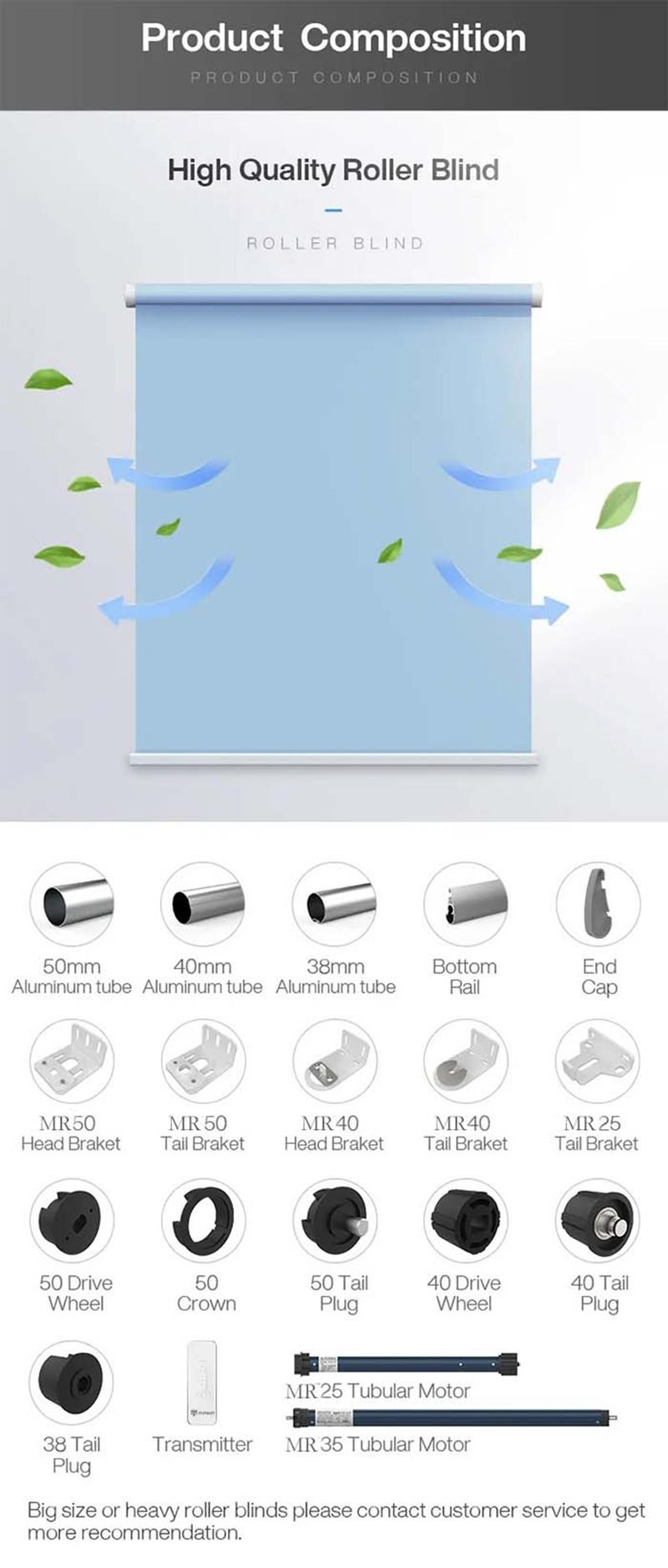Wifi Tubular Motor with Roller Blinds for Windows