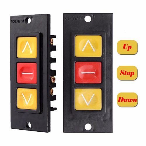Generic Rolling Door Up Down Stop 3 Buttons Black Plastic Housing Push Button Switch
