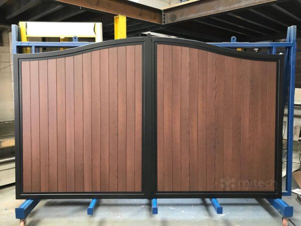 Custom Wrought Iron with Wood Simple Main Entrance Gate