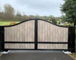 Custom Wrought Iron with Wood Simple Main Entrance Gate