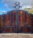 High Quality Brown Teak Wood with Wrought Iron Main Gate