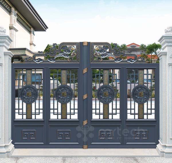 Rustproof Cast Aluminum Arched Courtyard Automatic Gate