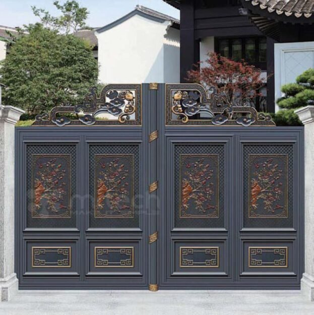 Rustproof Cast Aluminum Arched Courtyard Automatic Gate