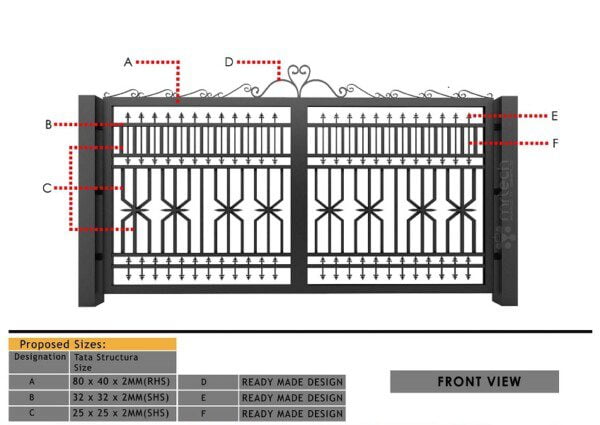 Modern Mild Steel MS Pipe Gate