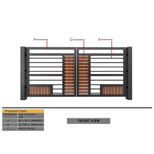 Rectangular Mild Steel Pipes with HPL Sheet Gate