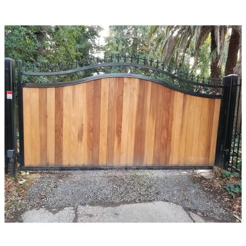 Secure Beautiful Steel Metal Art with Wood Outdoor Gate
