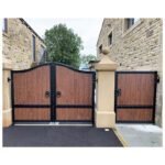 Secure Beautiful Steel Metal Art with Wood Outdoor Gate