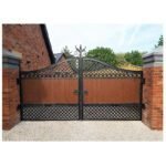 Wrought Iron Steel Framed Gates with Wood Gate