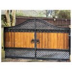 Wrought Iron Steel Framed Gates with Wood Gate