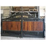 Wrought Iron Steel Framed Gates with Wood Gate