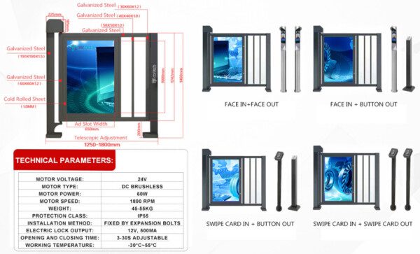 Customized DC Brushless Electronic Security Pedestrian Gate