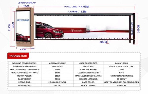 Secure Entry and Exit Automatic Advertising Boom Barriers