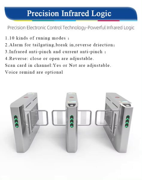 High Security Swing Barriers Turnstile Gate with ICID Face Recognition For Metro Stations Factory Price
