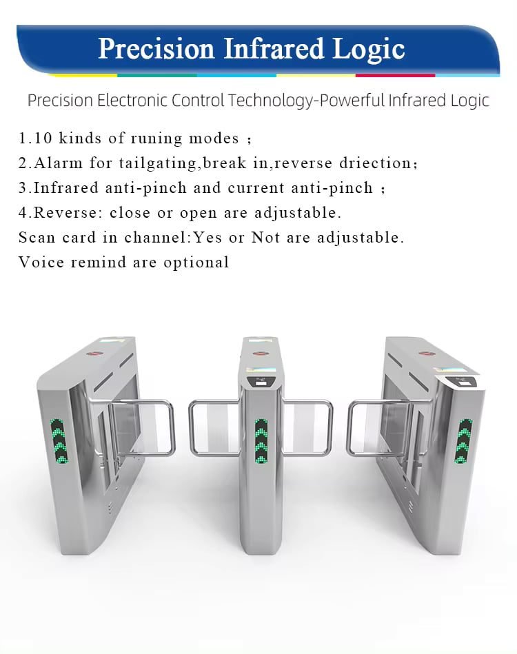 High Security Swing Barriers Turnstile Gate With ICID Face Recognition ...