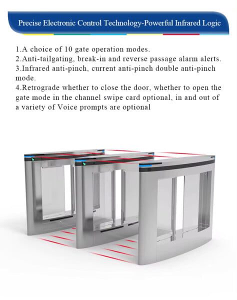 Office Security Entrance Stainless Steel Swing Barrier Turnstiles Doors with Biometric Fingerprint