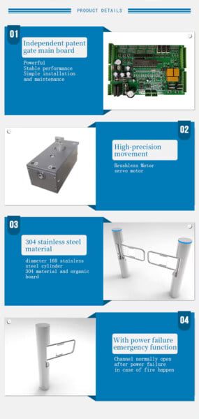 RFID Card and QR Code Reader New Cylindrical Swing Turnstile