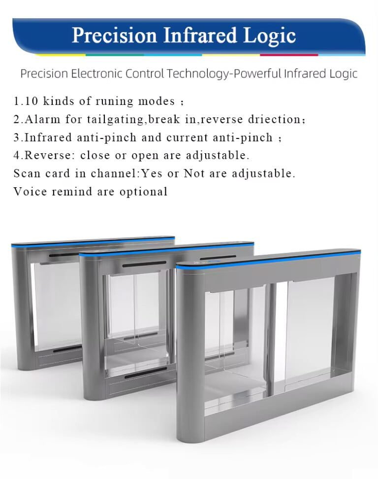 Security Turnstile Glass Arm Face Scan RFID Card QR Code Turnstile ...