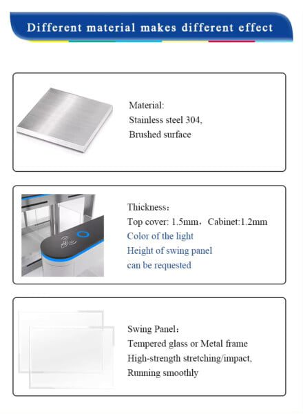 Security Turnstile Glass Arm Face Scan RFID Card QR Code Turnstile Swing Barrier Gate