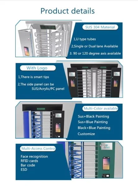 Full Height Revolving Turnstiles Fingerprint And Face Recognition