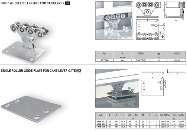 Cross track Cantilever Sliding Gate Hardware For Inclined Driveways