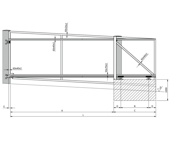 Cross track Cantilever Sliding Gate Hardware For Inclined Driveways