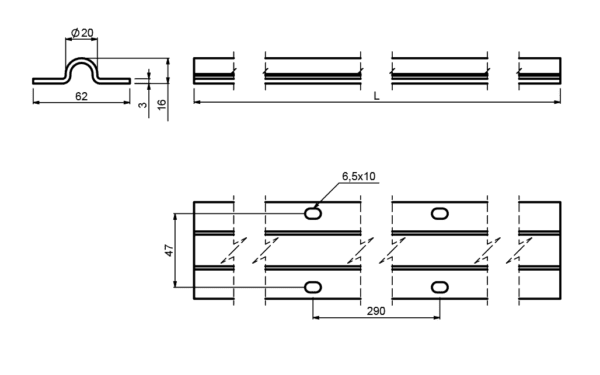 draw Sliding Gates Track Accessories „O“ Profile Guide, Fixed