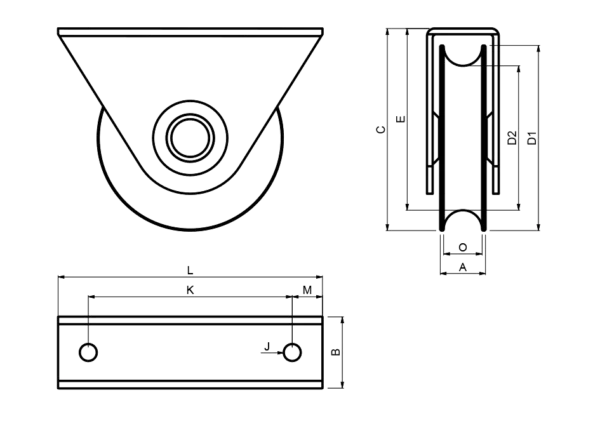 Sliding Gate O Grooved Track Roller Wheel Double Bearing, External Support