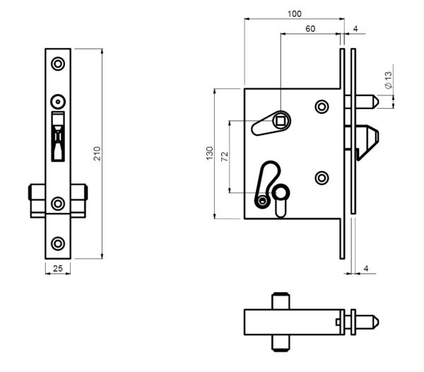 Hook Lock For Sliding Gates And Doors With Key