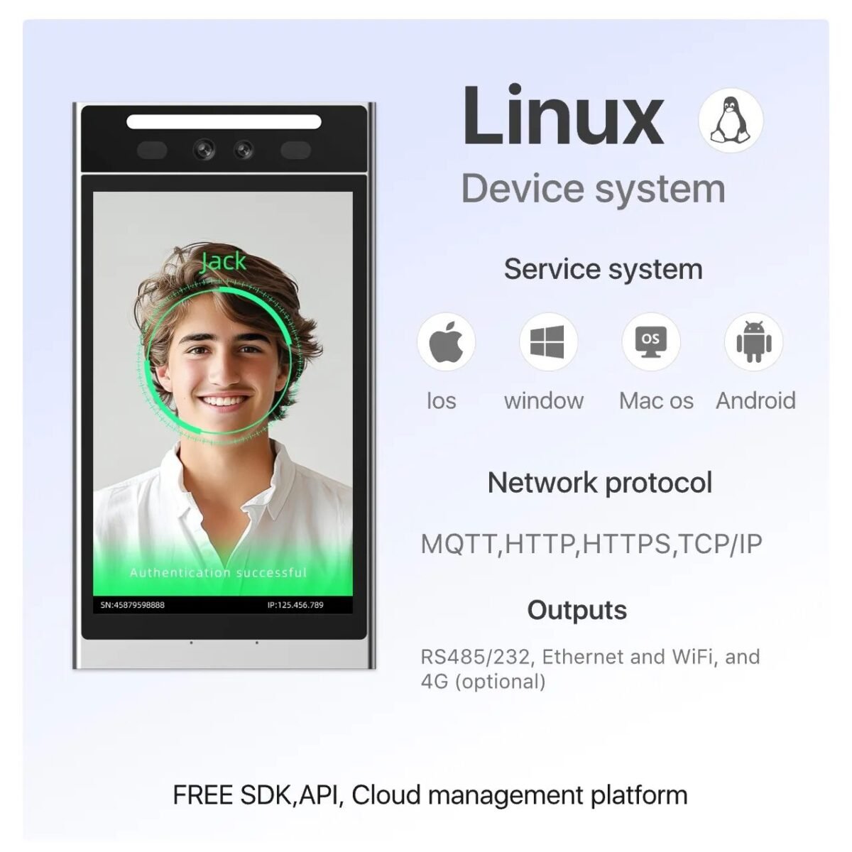 IP66 Waterproof Linux Terminal With Face Recognition Access Control For ...