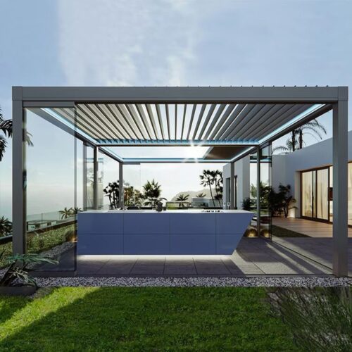 Modern Garden Bioclimatic Retractable Folding Louver Pergola