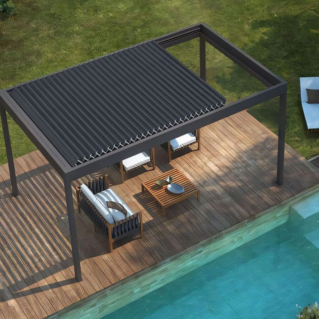 Modern Garden Bioclimatic Retractable Folding Louver Pergola