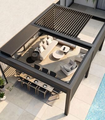 Motorized Aluminium Louver Retractable Bioclimatic Pergola