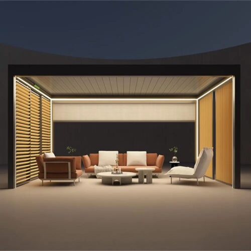 Outdoor Waterproof Retractable Folding Louvered Roof Pergola