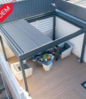 Outdoor Waterproof Retractable Folding Louvered Roof Pergola