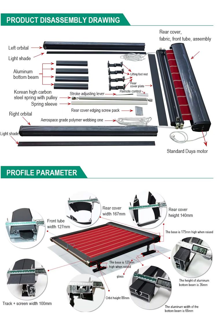 Automatic Retractable Acrylic Fabric Roof Canopy
