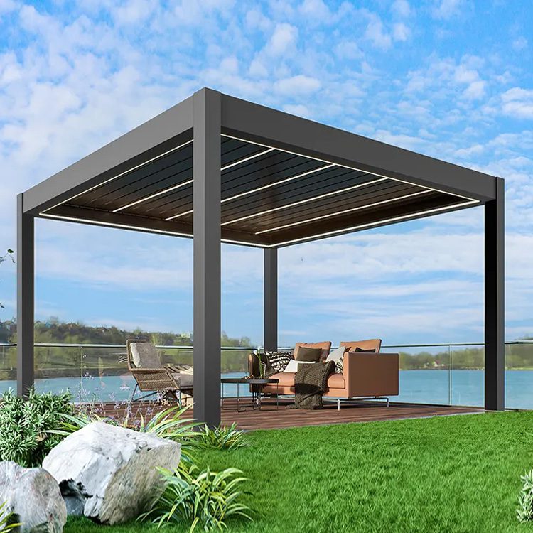 Automatic Smart Roof Outside Lourved Aluminum Pergola design
