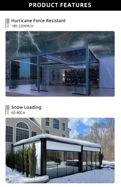 Automatic Smart Roof Outside Lourved Aluminum Pergola Design