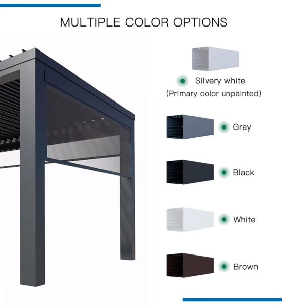 Bioclimatic Aluminium Pergola with Remote and LED Light