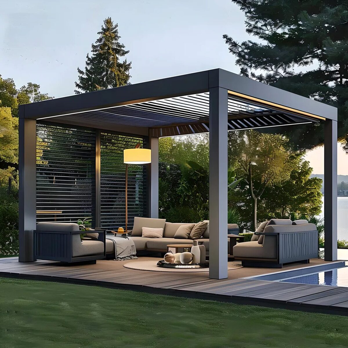 Bioclimatic Aluminium Pergola with Remote and LED Light