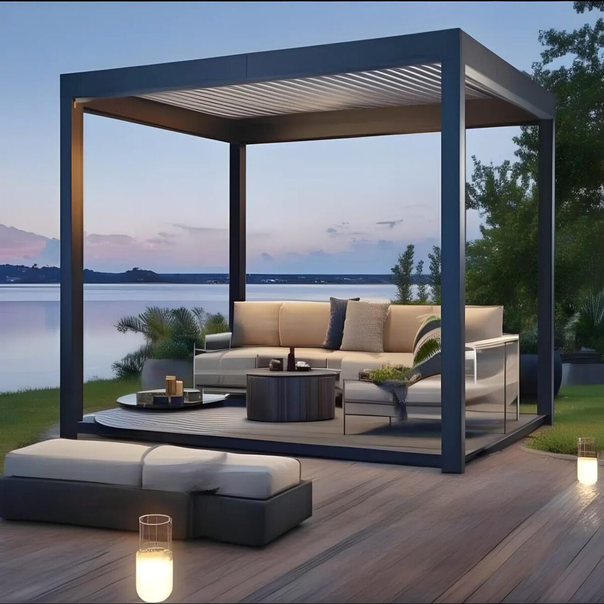 Bioclimatic Aluminium Pergola with Remote and LED Light